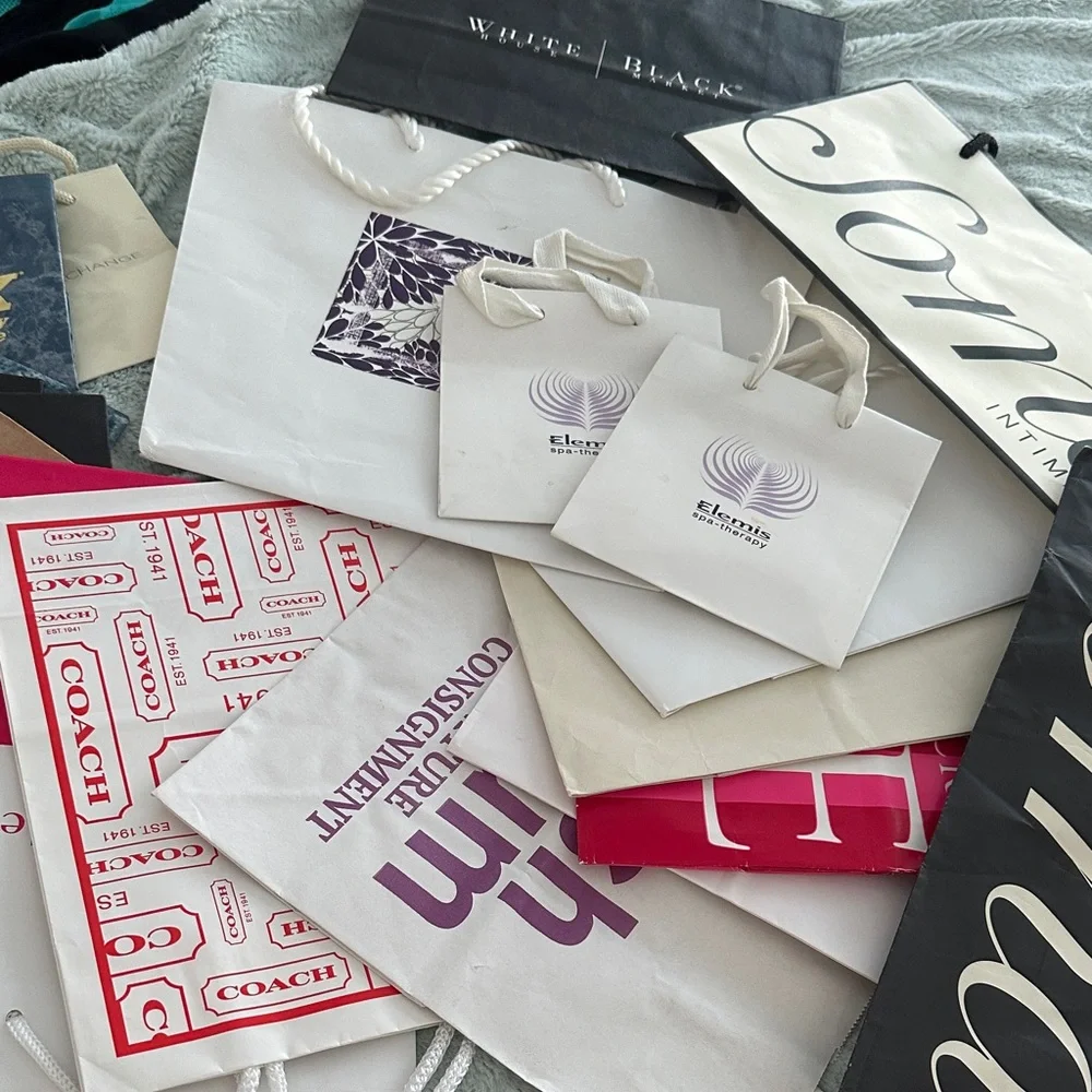 20 Assorted Empty Designer Shopping Bags Collection